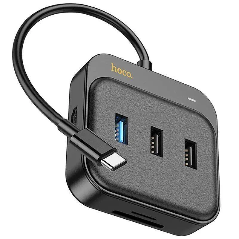 Конвертер хаб Hoco HB38 Easy link 7-in-1 Multiport адаптер (HDTV + SD / TF + Usb3.0 + Usb2.0x2 + PD 100 W) - фото 5