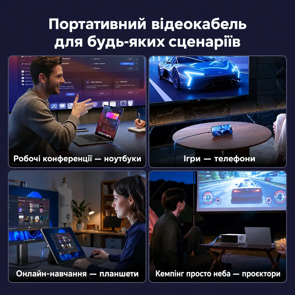 Відеокабель UGREEN CM556 USB-C - DisplayPort 1.4 8K 60 Гц 3 м чорно-сірий (25839) - фото 9
