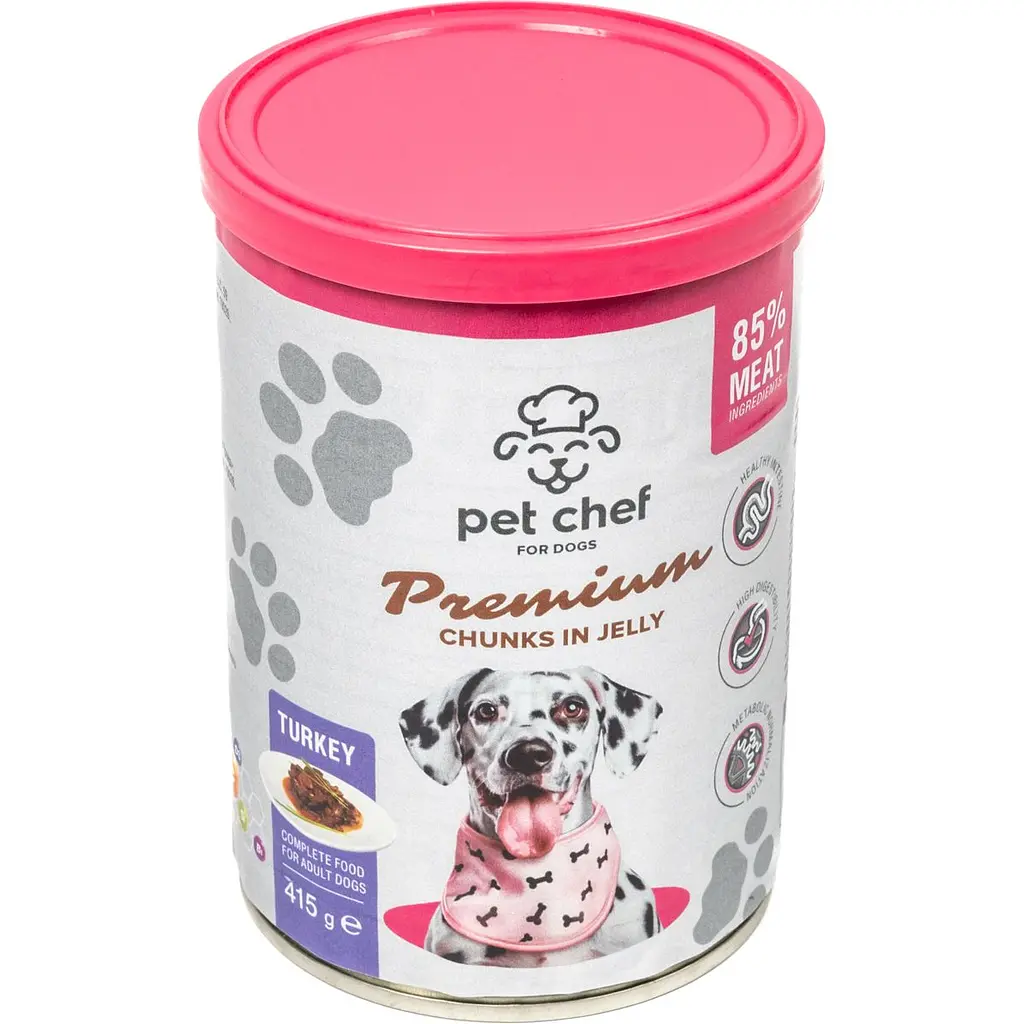 Вологий корм для дорослих собак Pet Chef Шматочки в желе з індичкою 415 г - фото 2