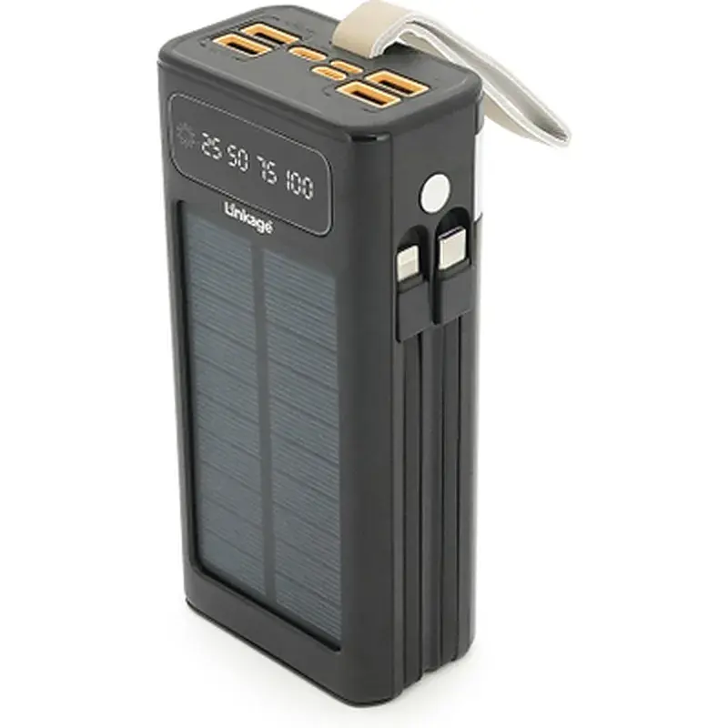 Батарея універсальна Linkage 30000mAh, Solar, 22.5W, cables Туре-С+Lighting, Black (LKP-46) - фото 3