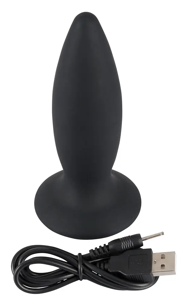 Анальна пробка Black Velvets Rechargeable Plug M 12.5 см (чорний) - фото 4