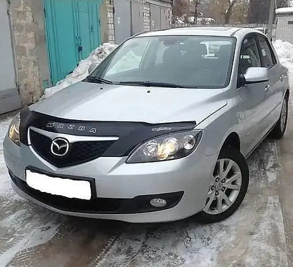 Дефлектор капоту мухобійка для Mazda 3 2003-2009 хетчбек Євро Кріплення (Vip Tuning) - фото 2
