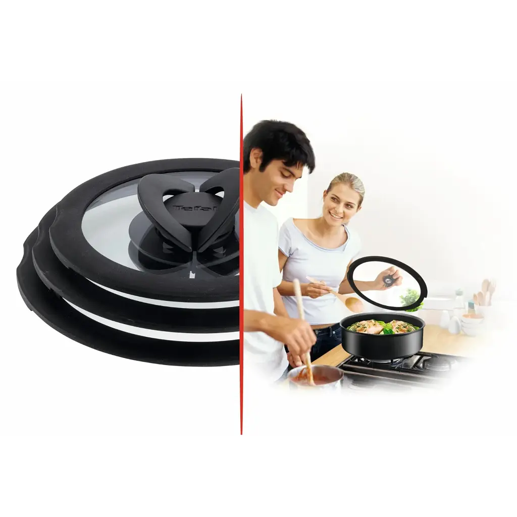 Кришка для посуду Tefal Ingenio 28см, скло, силікон, прозоро-чорний (L9846753) - фото 4