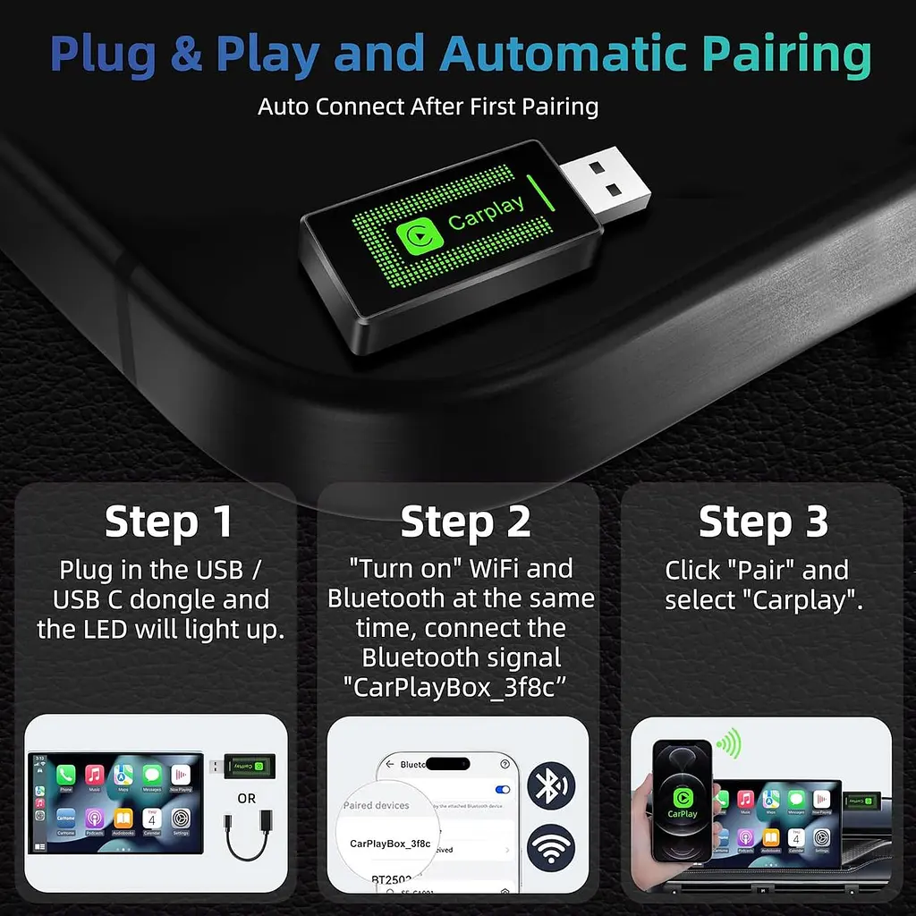 USB-адаптер бездротового CarPlay для автомобілів з підтримкою Apple CarPlay - фото 6