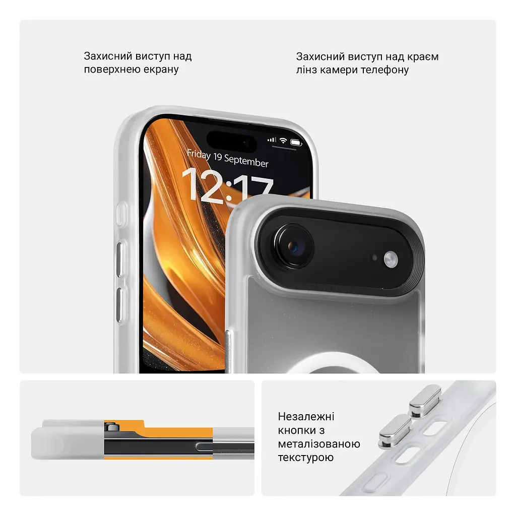 Чехол для Apple iPhone 17 Air, Uniq MagCase, белый, противоударный, панель-накладка с магсейф, ударопрочный TPU+PC, с магнитом MagSafe, поддержка полноценной беспроводной зарядки, ArmorStandart (ARM86279) - фото 3