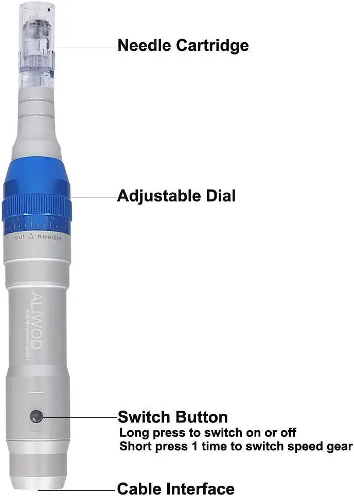 ALIWOD Microneedling Pen Беспроводная электрическая машина Набор инструментов для восстановления кожи 6 шт. 36 шт. Картриджи L709 - фото 4