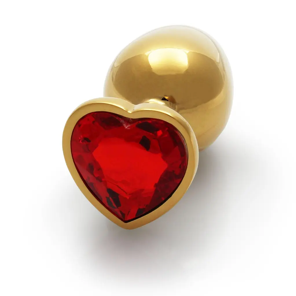 Анальна пробка Ouch! Heart Gem Butt Plug S, 6.2 см (золотистий) - фото 2