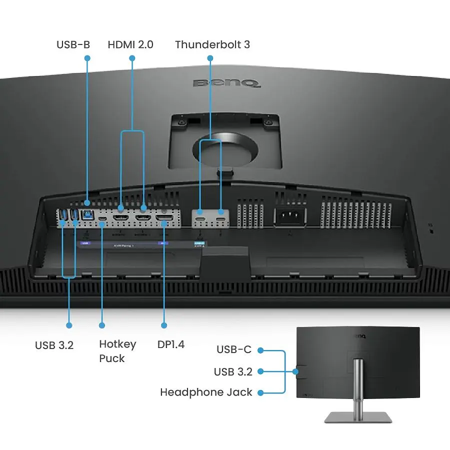 Монітор TFT 32" BenQ PD3225U, IPS, 4K, HDMI, DP, USB-C, USB hub, HAS, Pivot, темно-сірий (9H.LLYLA.TBE) - фото 2