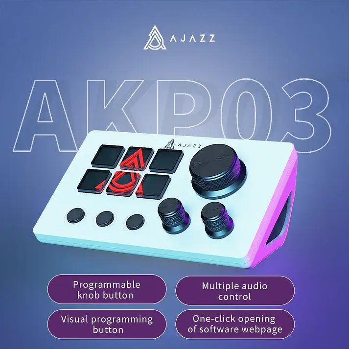 Мини-клавиатура консольная панель / Stream Deck / Ajazz AKP03E / 12 программируемых клавиш / White - фото 5