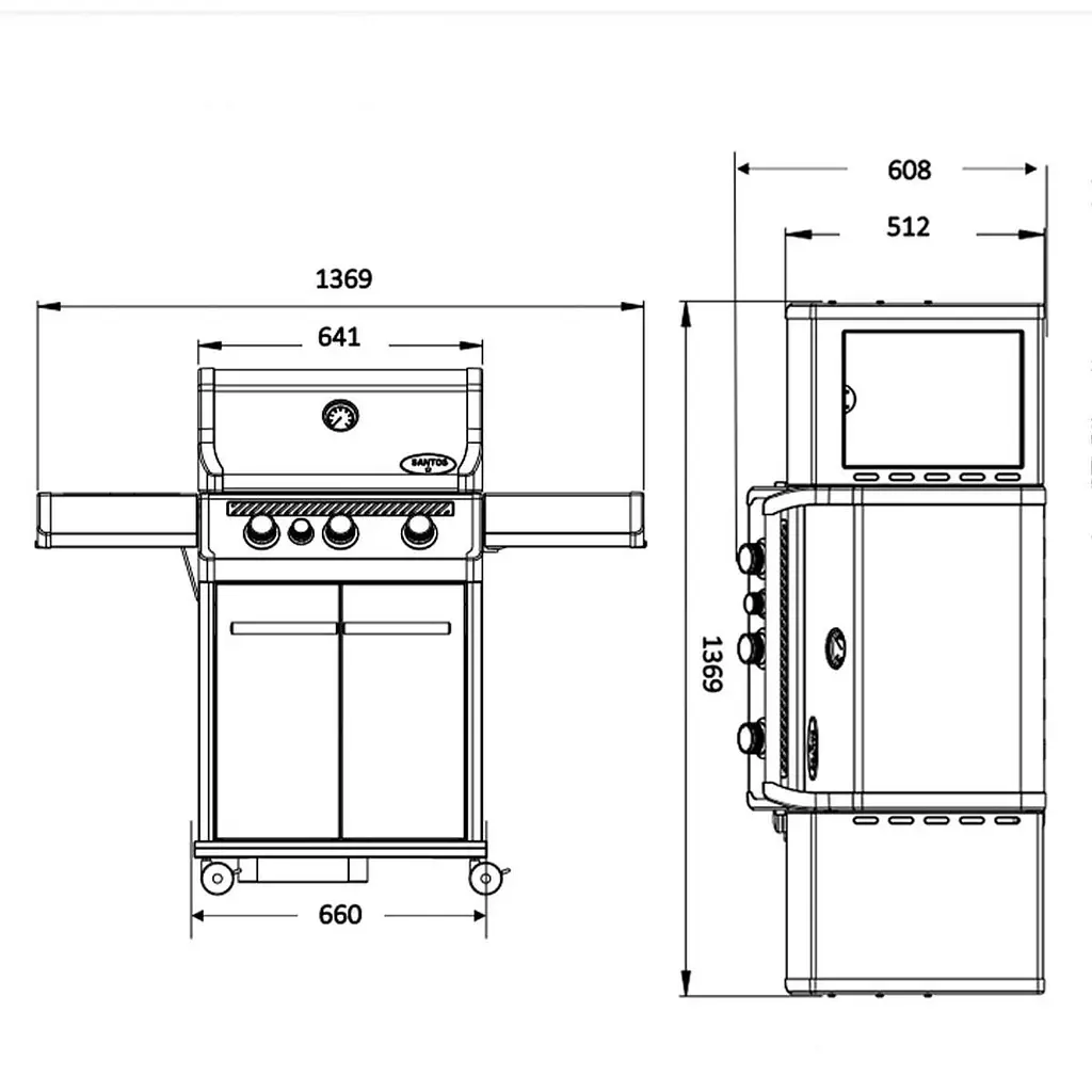 Газовый гриль Santos S-301 Black с боковой горелкой, черный (900235) - фото 16