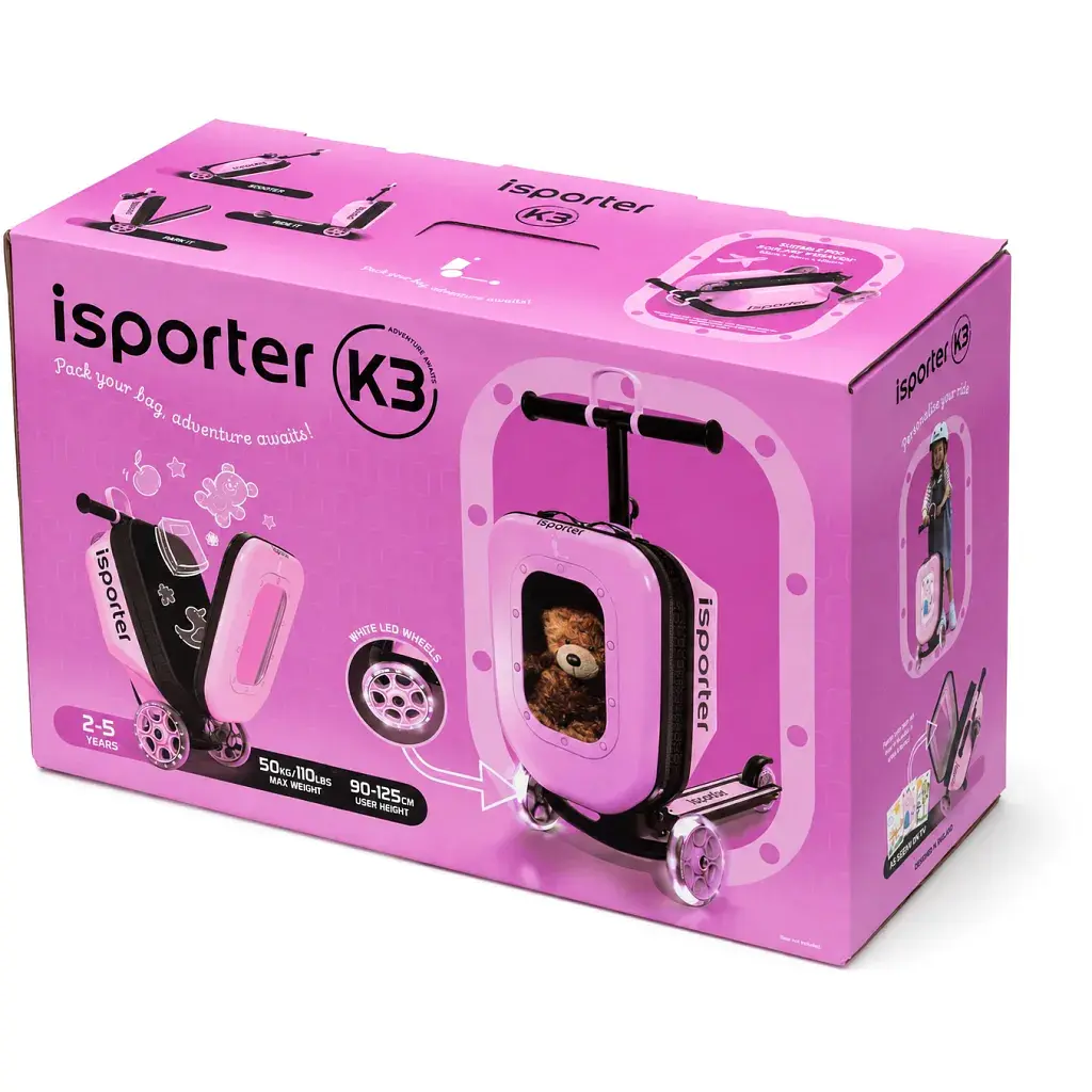 Самокат iSporter Travel 2в1 з валізою рожевий (K3_Pink) - фото 12