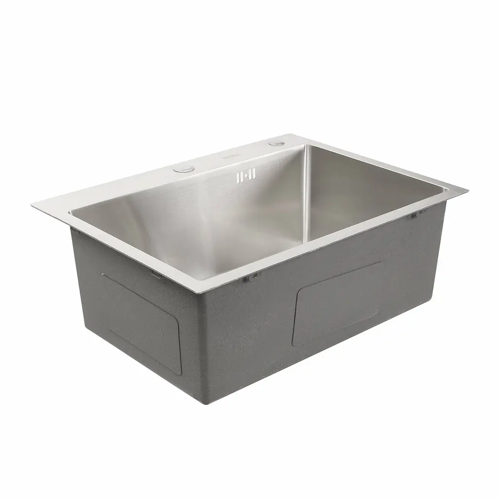 Кухонна мийка Platinum Handmade 600x450x220 (товщина 3,0/1,5 мм корзина та дозатор в комплекті), Нержавіюча сталь - фото 2