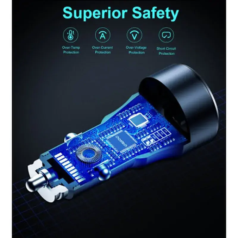 Зарядний пристрій Choetech car USB-A/USB-C 63W QC3.0/PD/PPS black (TC0010-BK) - фото 5
