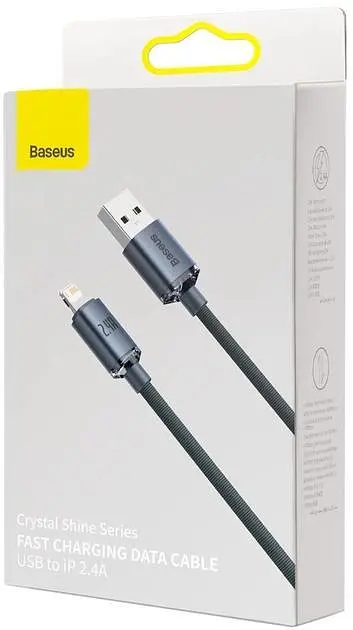 Кабель Baseus Crystal Shine Series Fast Charging Data Cable USB to iP 2.4 A 2 m Black (CAJY000101) - фото 8