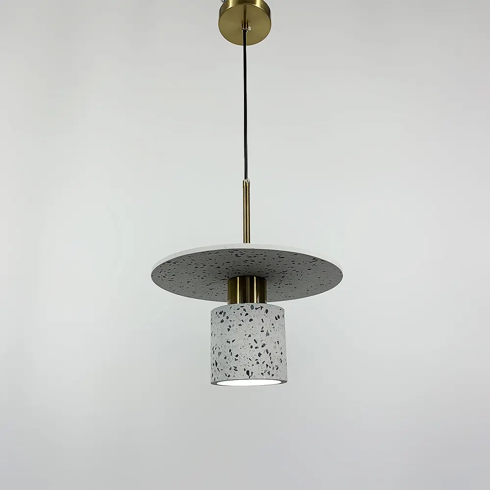Підвіс Terrazzo Cylinder із білим бетонним плафоном 30 см в стилі Ар-деко Line.F MJ 162-300 WT - фото 2