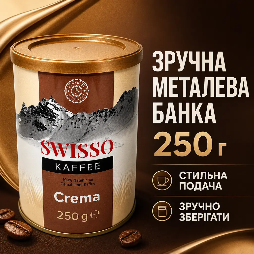 Кава натуральна мелена Swisso Kaffee Crema у металевій банці 250 г - фото 3