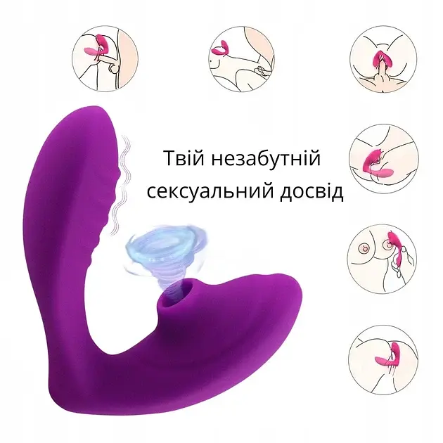 Вибратор с вакуумной стимуляцией I’MCUM DoubleLick Pro Фиолетовый (IM-KCD210-purple) - фото 5