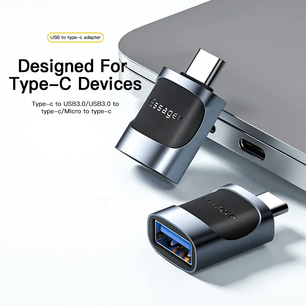 Адаптер Essager USB/ Type-C USB 3.0 A Blue - фото 3