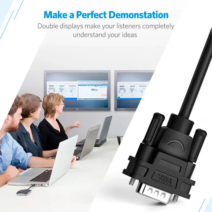 Спліттер - розгалуджувач - адаптер Ugreen VGA to 2xVGA Splitter MicroUSB Port (1 метр) (UGR-20918) - фото 6