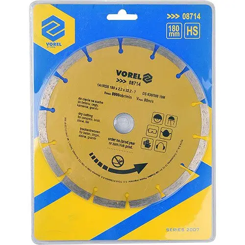 Диск отрезной алмазный сегментный Vorel Segment Ø=180x22.2x2.2мм (08714) - фото 2
