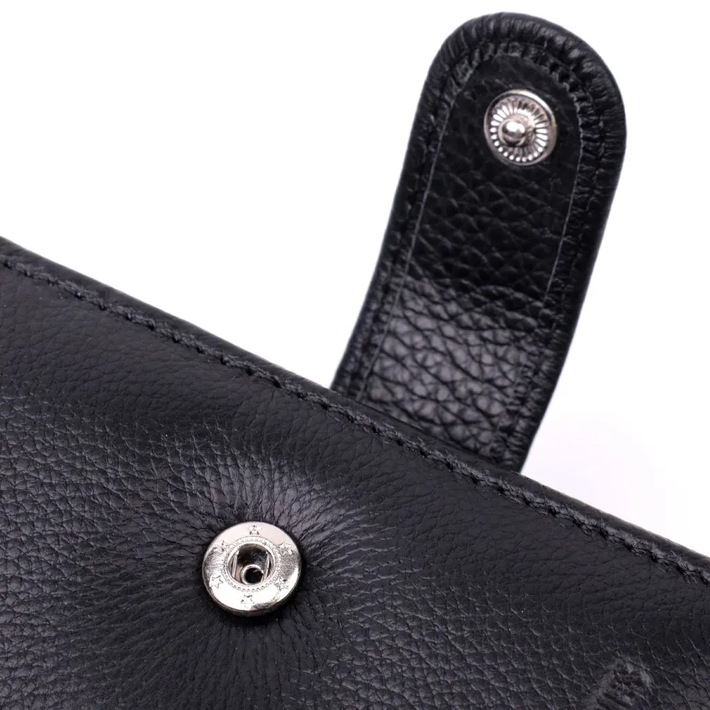 Чоловічий гаманець середнього розміру із натуральної шкіри ST Leather 22444 чорний - фото 5