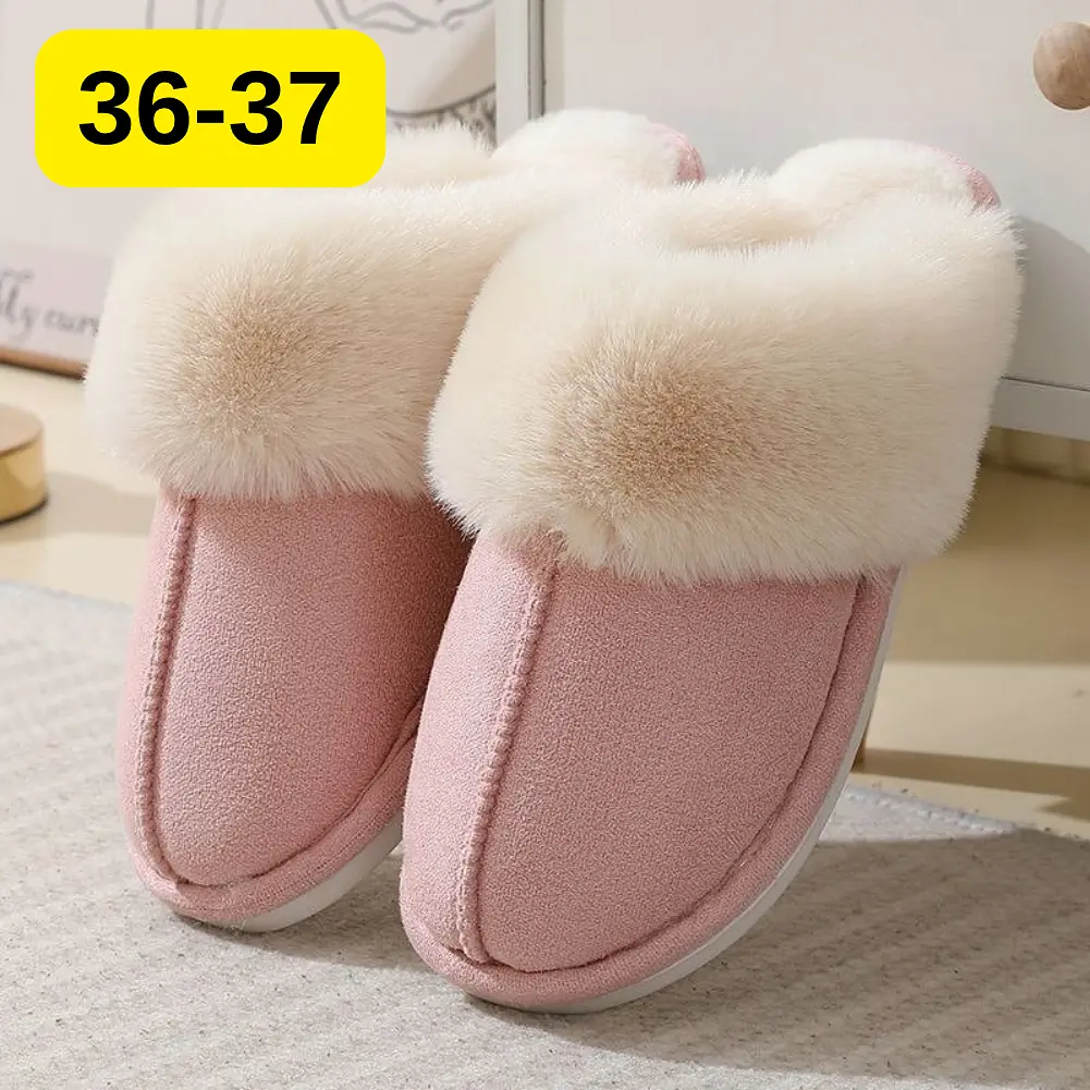 Жіночі домашні капці з хутром Slippers теплі м’які закриті тапочки для дому 36-37 рожевий KT8003831 - фото 2