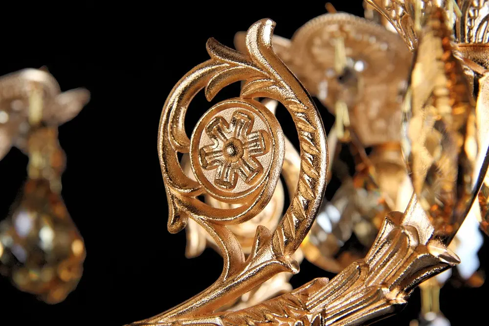 Люстра свічка Splendid Ray L9063/8, 8 ламп, золота та бежева, метал, кришталь, сучасний стиль - фото 5