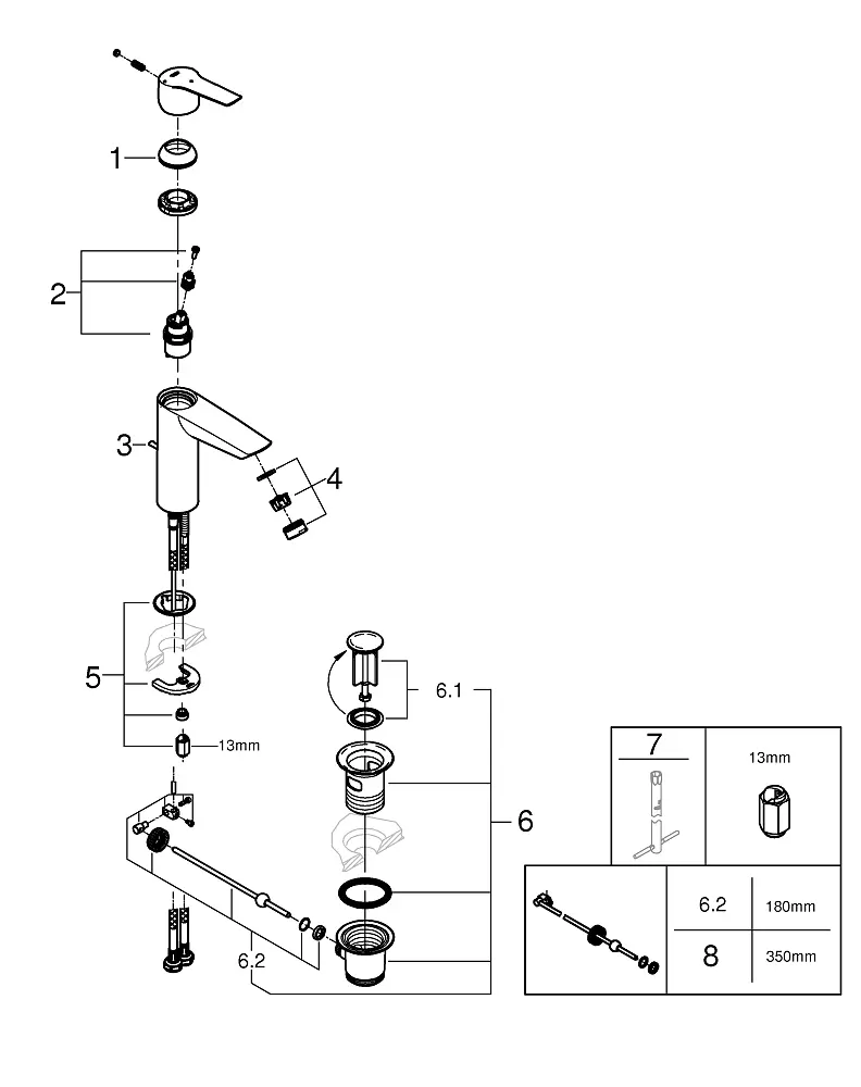 Змішувач для умивальника M-Size Grohe QuickFix Start 23552002 Хром - фото 5