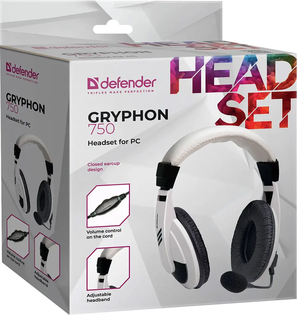 Гарнітура Defender Gryphon HN-750, 2х3,5мм, Білий - фото 5