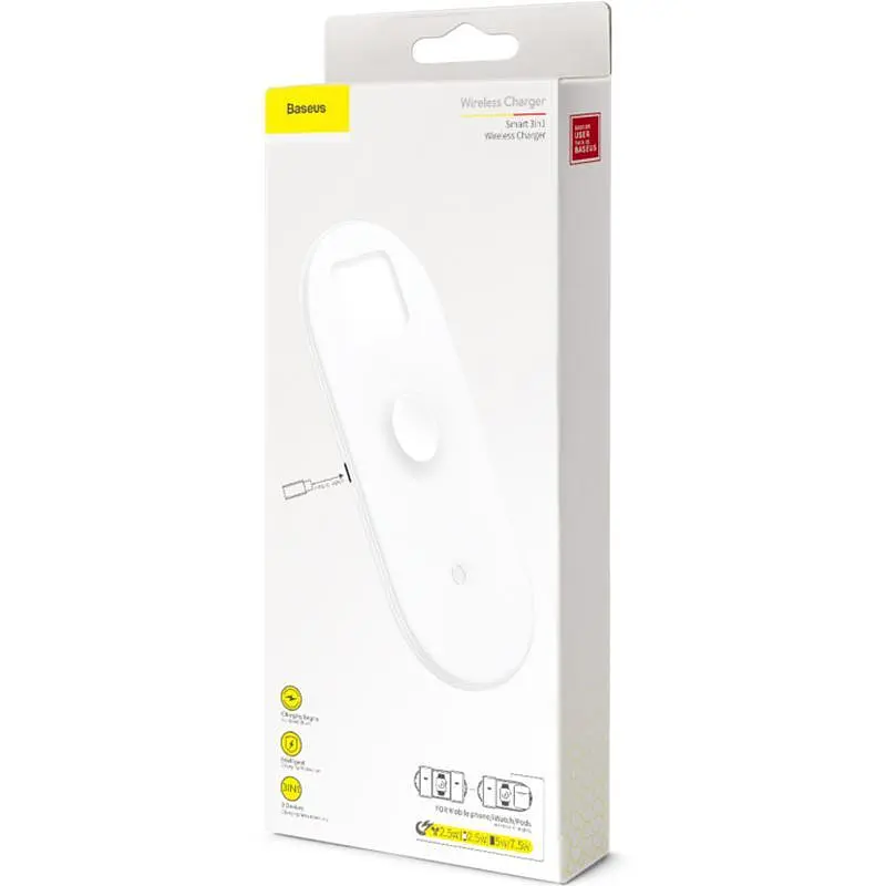 Беспроводное зарядное устройство для Baseus Smart 3 в 1 (Phone + Watch + Pods) 18W WX3IN1-C02 White - фото 4