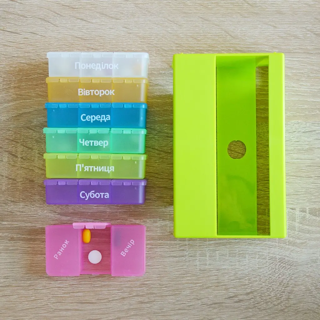 Органайзер для таблеток МВМ My Home PC-01, 7 дней 14.2х8.6х4.7 см зеленый (PC-01 GREEN) - фото 15