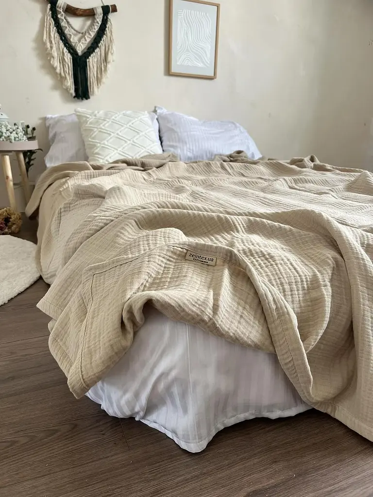 Покривало Zeintex Heaven муслінове бавовняне кольору лате 180х230 см - фото 5