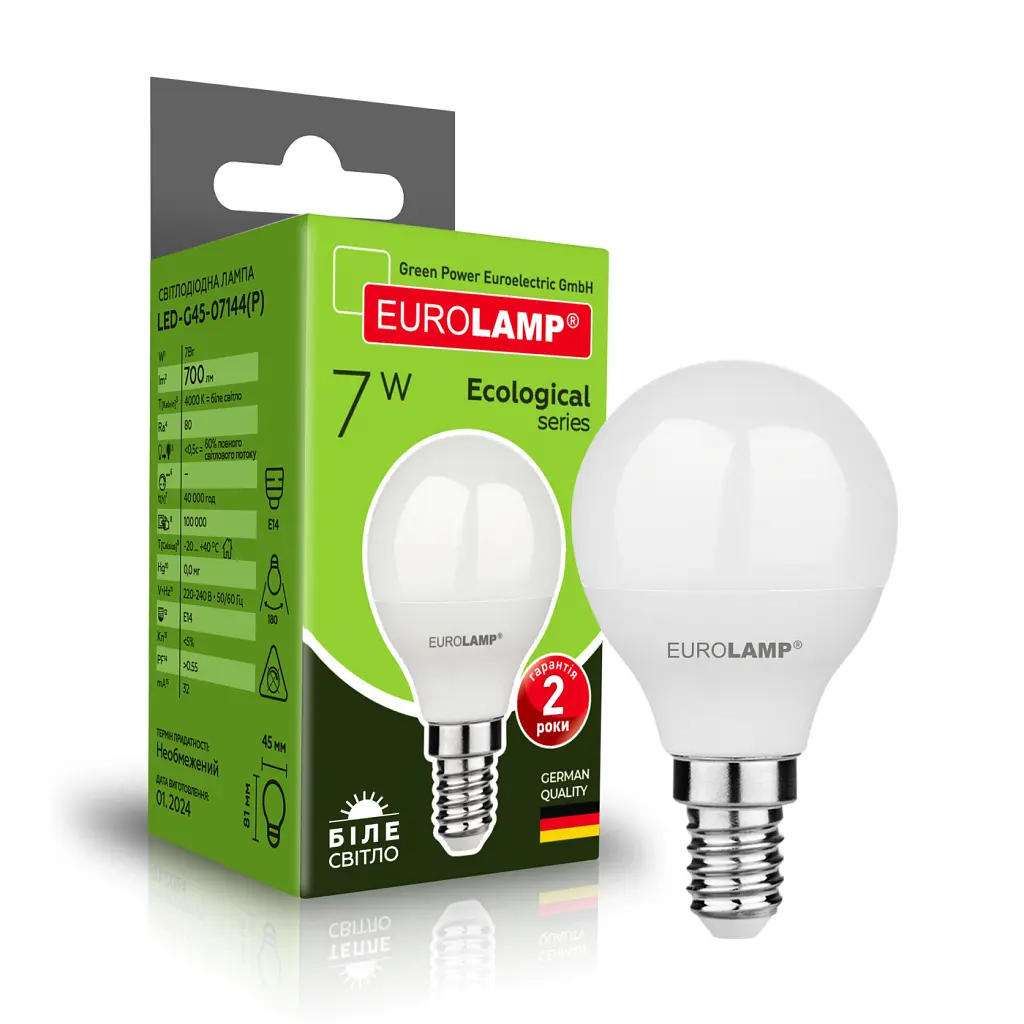 Лампочка Eurolamp LED ECO серія "P" G45 7W 700Lm E14 4000K (LED-G45-07144(P)) - фото 2