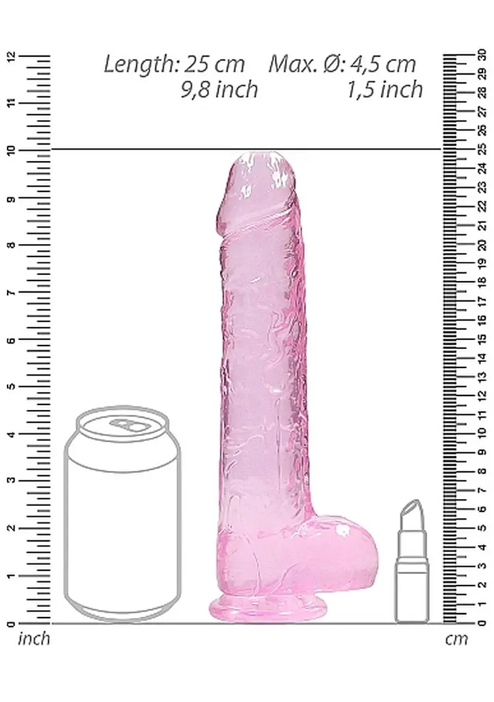 Фаллоимитатор Realrock Crystal Clear 9" 22 см розовый - фото 6