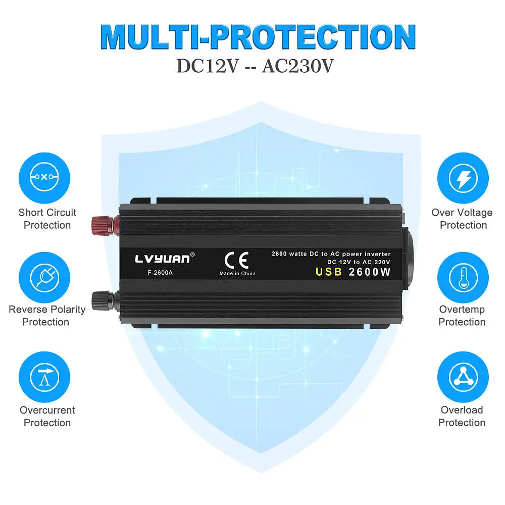 Инвертор Lvyuan F2600 12/230V 1300/2600W модифицированная синусоида - фото 4