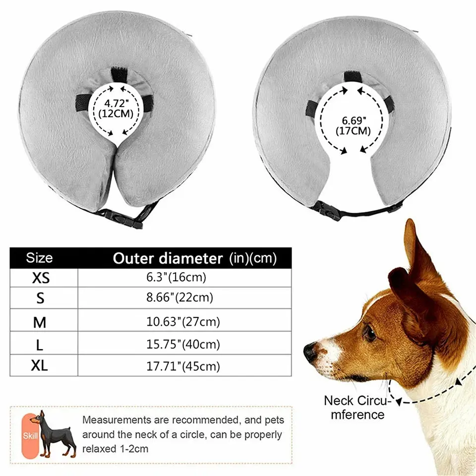 Захисний надувний нашийник для собак Derby Protective Inflatable Dog Cone Collar Grey (фастекс), XL - фото 5
