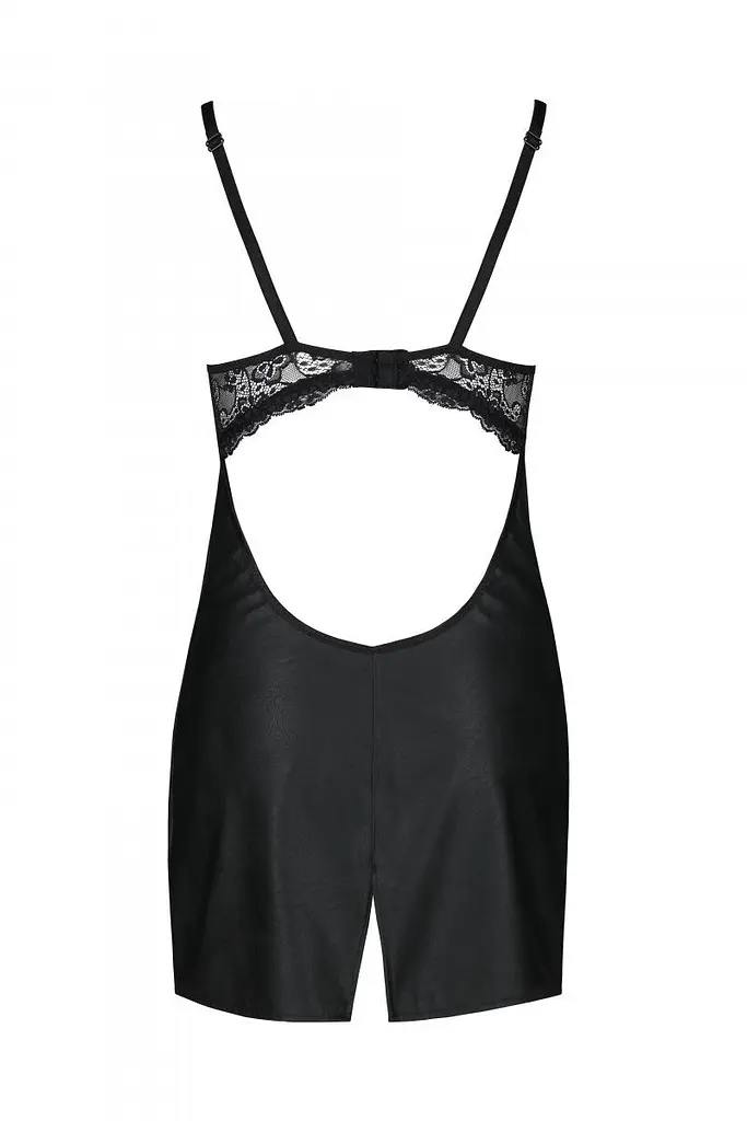 Бэби-долл из эко-кожи и кружева, S/M (чёрный) Passion Loona Chemise - фото 6