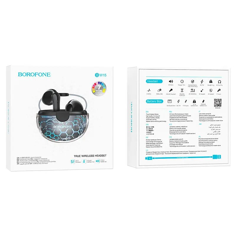 Блютуз Стерео Гарнитура Borofone BW15 Черный - фото 6