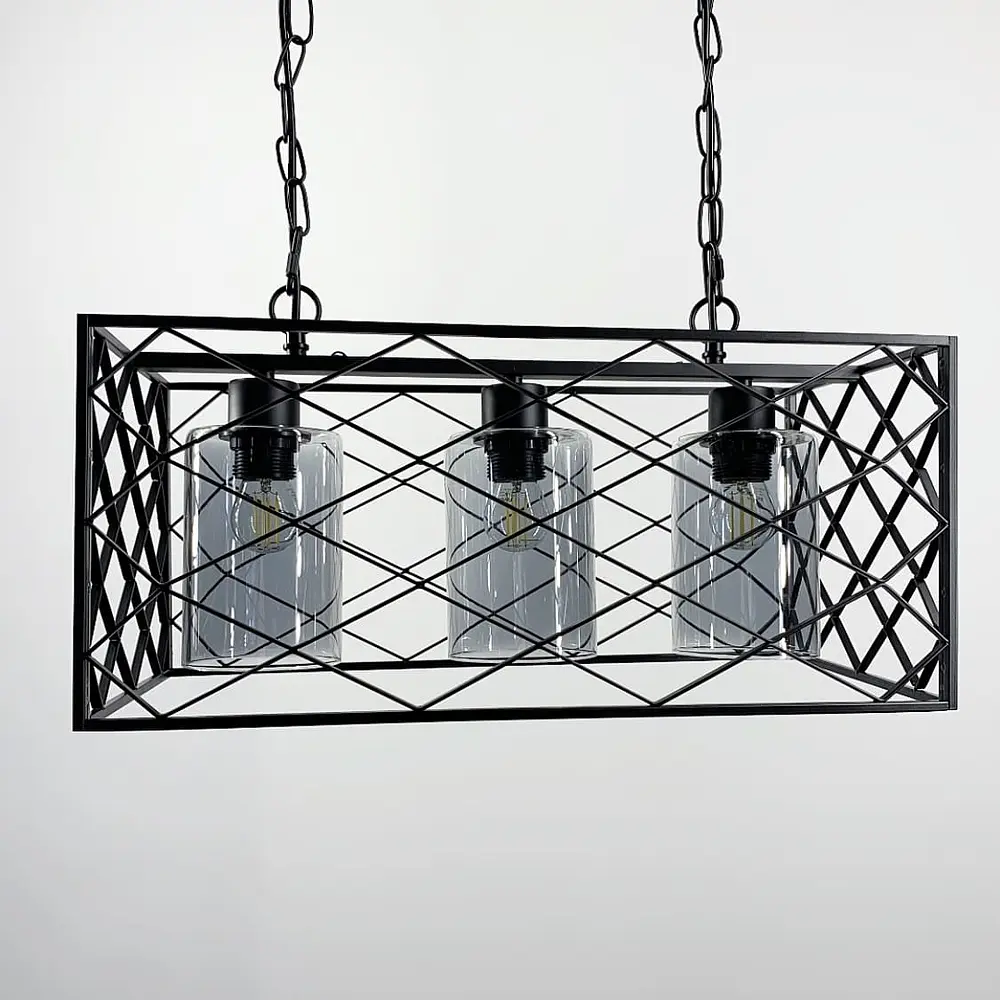 Современная люстра в стиле Loft на три лампы с плафонами графит или янтарь Line.F Цвет плафона Графитный - фото 2