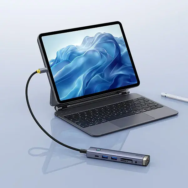 USB-хаб Baseus UltraJoy Series 7-Port HUB AIR Space Grey (Type-C to HDMI4K@60Hz*1+USB3.0*2+PD*1+SD/TF3.0*1+3.5mm*1) (B00052803811-02) - фото 7