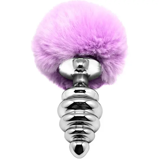 Анальна пробка Alive Metal Anal Fluffy Twist Plug S, 7 см (фіолетовий) - фото 2