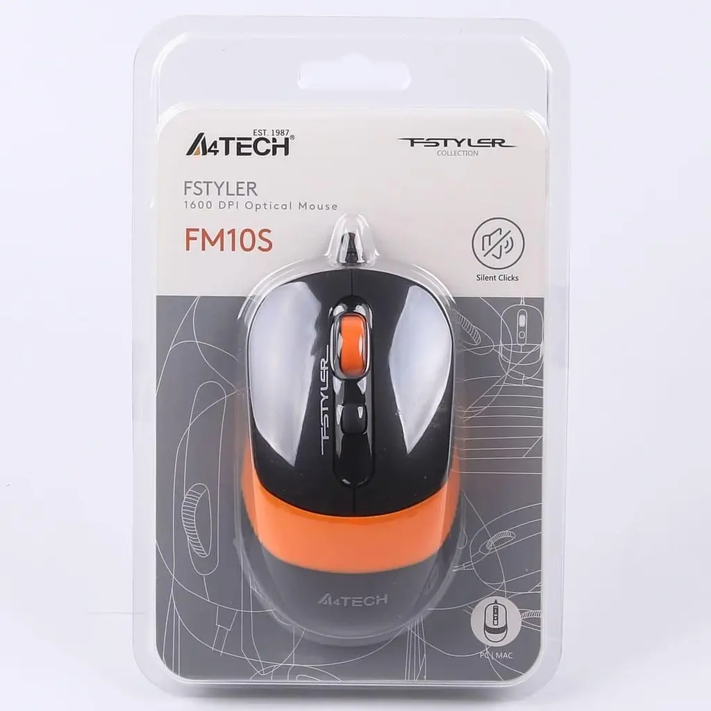 Миша A4Tech Fstyler FM10S USB Black/Orange (FM10S (Orange)) - фото 8