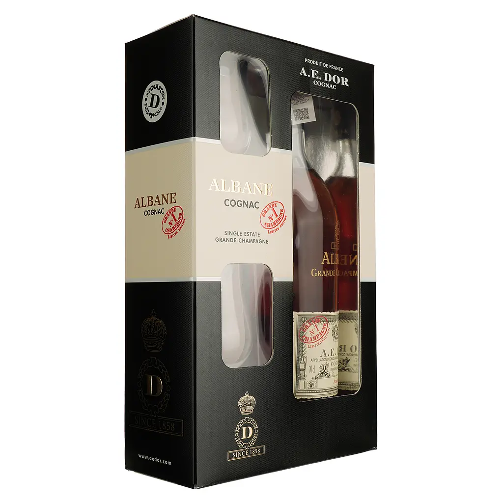 Набор подарочный: Коньяк A.E.Dor Albane 40% 0.7 л + 2 бокала - фото 2