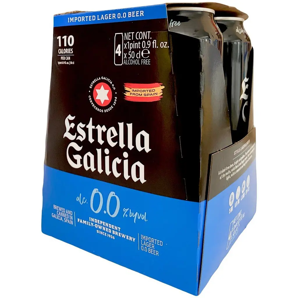 Упаковка пива Estrella Galicia Especial безалкогольне світле 0.0% 2 л (0.5 л з/б x 4 шт.) - фото 3