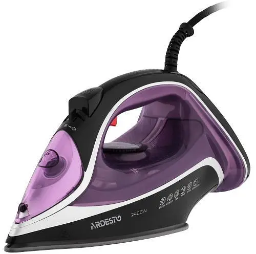 Праска Ardesto IR-B2234, чорна/Purple, 2400W, кераміка, паровий удар, резервур 350мл, захист від кальцинації, антикапля, плавна