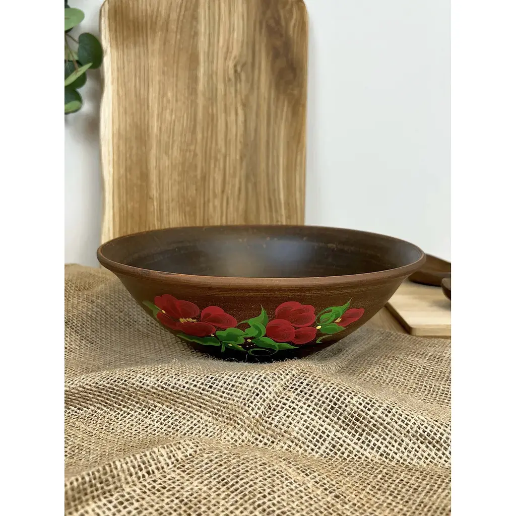 Салатник керамічний (глиняний) Мак 2.5 л - фото 1