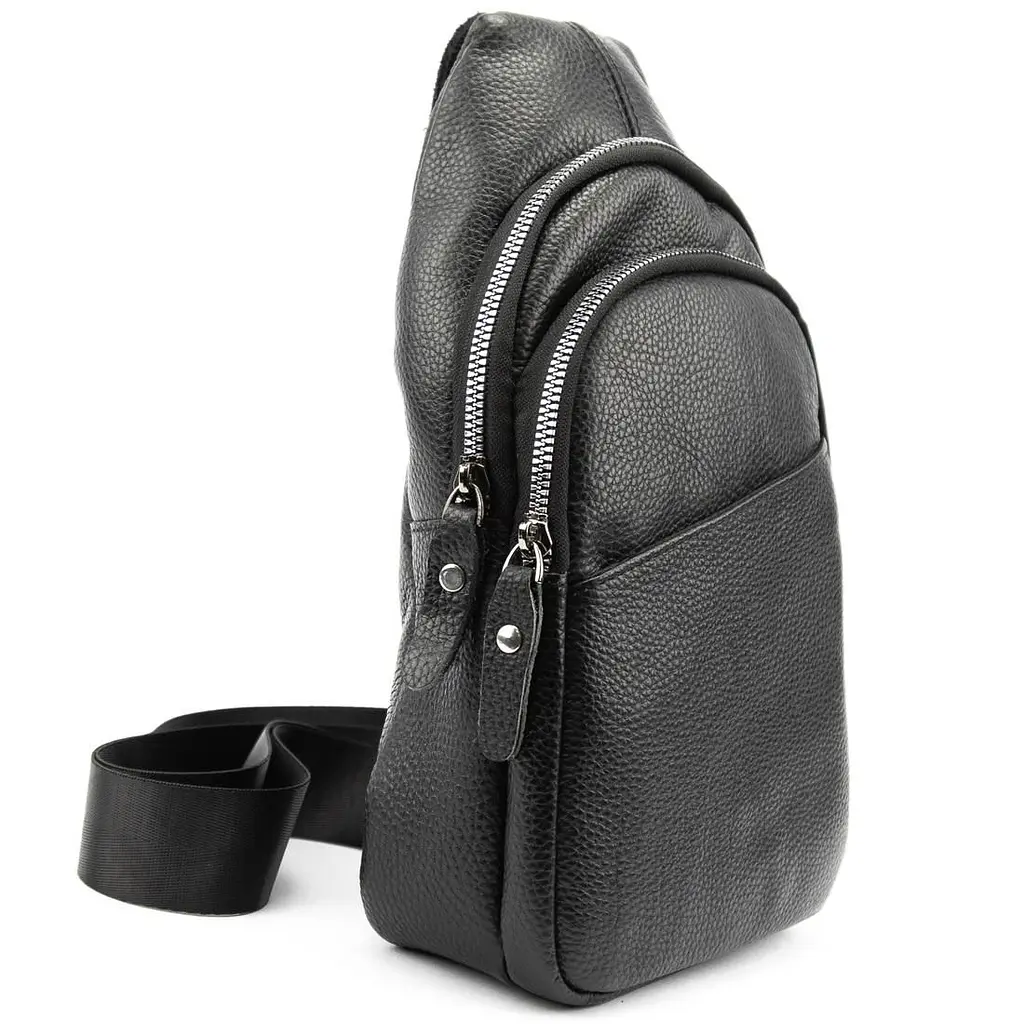 Шкіряна сумка слінг чорна Tiding Bag M56-2552A