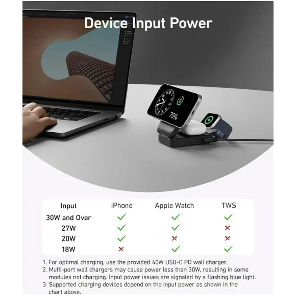 Беспроводное зарядное устройство Anker MagGo 3-in-1 Qi2 Black (A2918) [162989] - фото 8