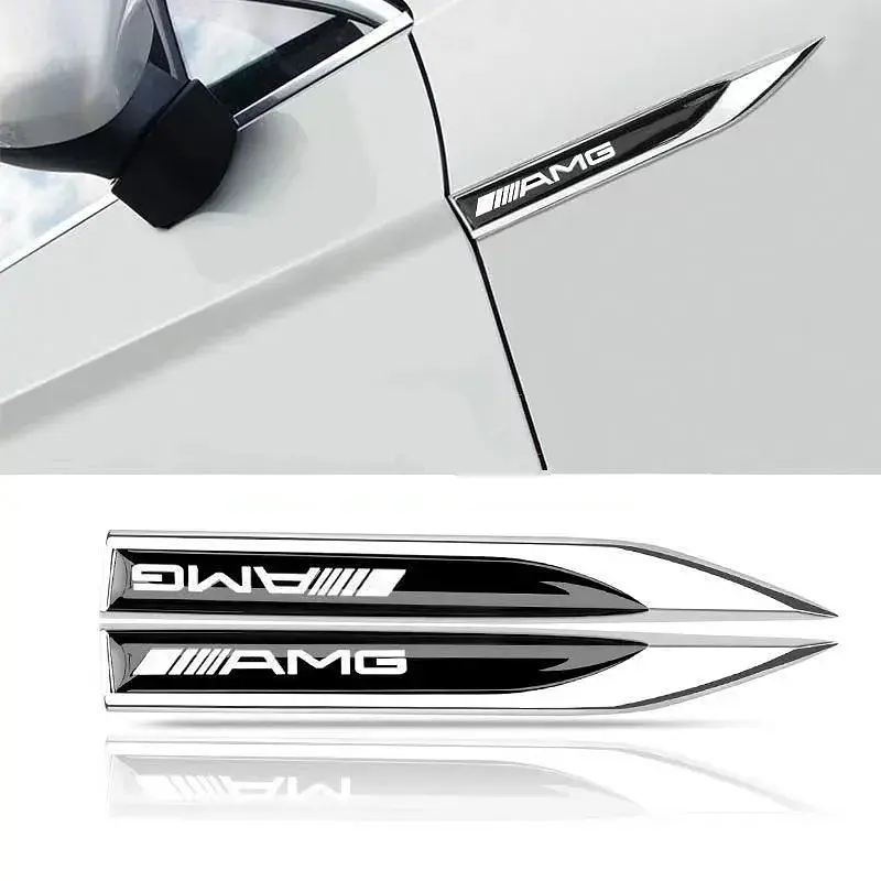 Емблема крила AMG для Mercedes-Benz 2шт 148×18мм чорні (метал) - фото 3