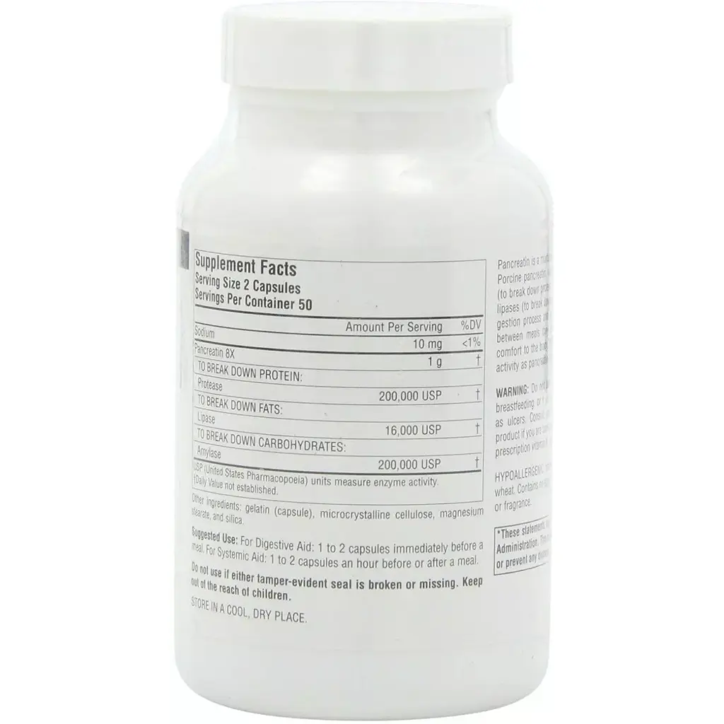 Травні ферменти Source Naturals Pancreatin 8X 500 мг 50 капусл - фото 2